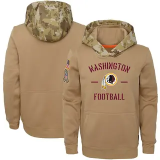 Washington Commanders Youth Khaki 2019 Salute to Service Therma Pullover Hoodie